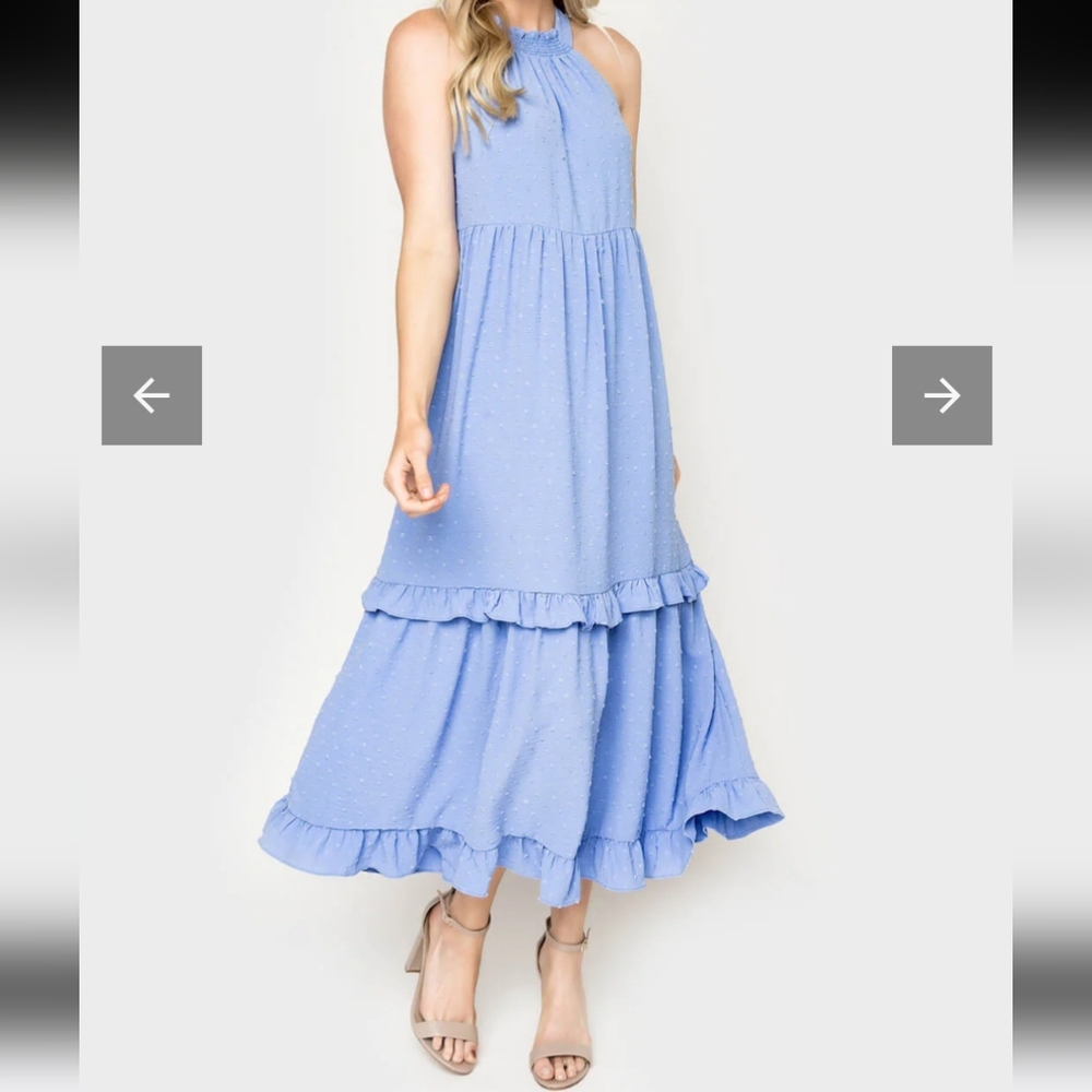 Pin Dot Long Tiered Dress